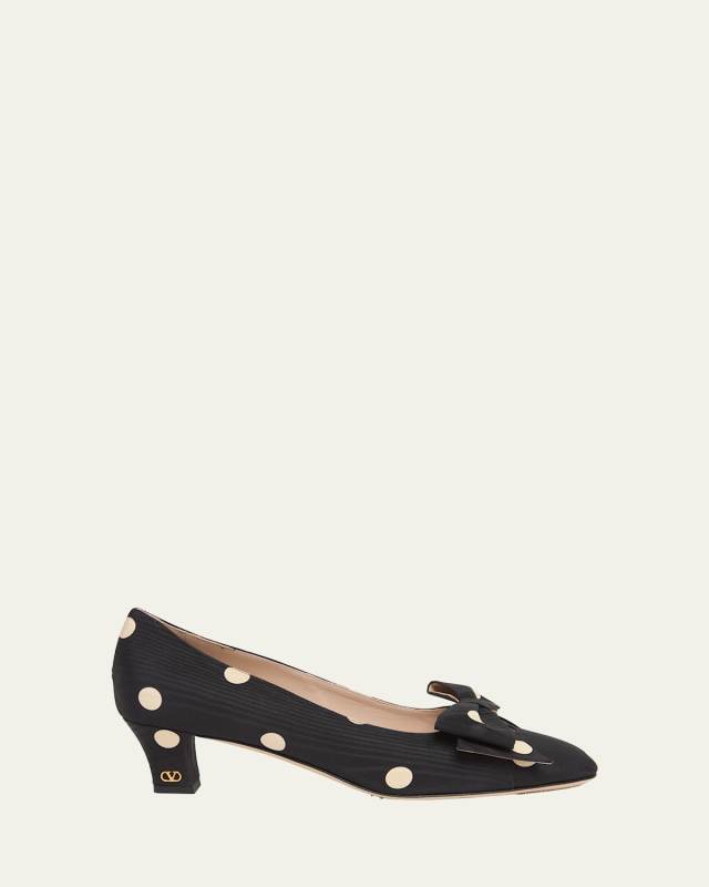 Polka Dot Satin Bow Pumps